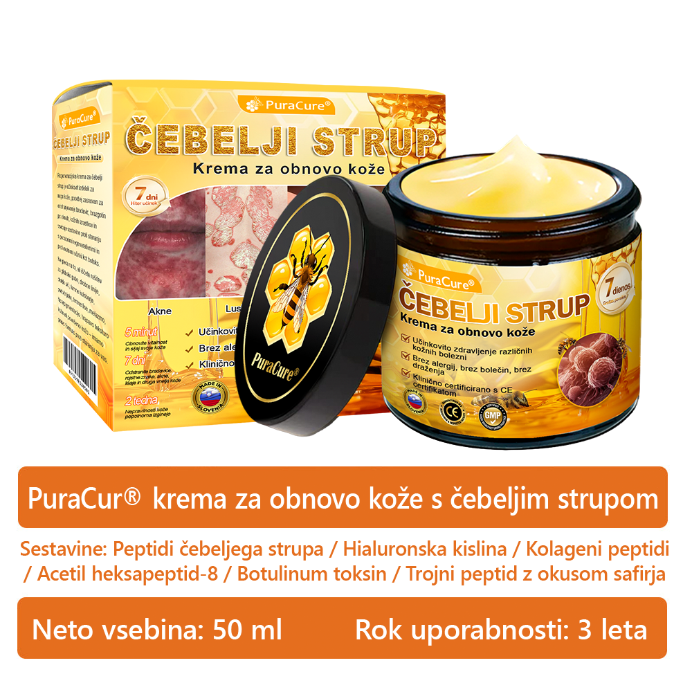 🔥 PuraCure® Krema za obnovo kože z čebeljim strupom | 50 ml | Priporočeno češko dermatovenerološko društvo