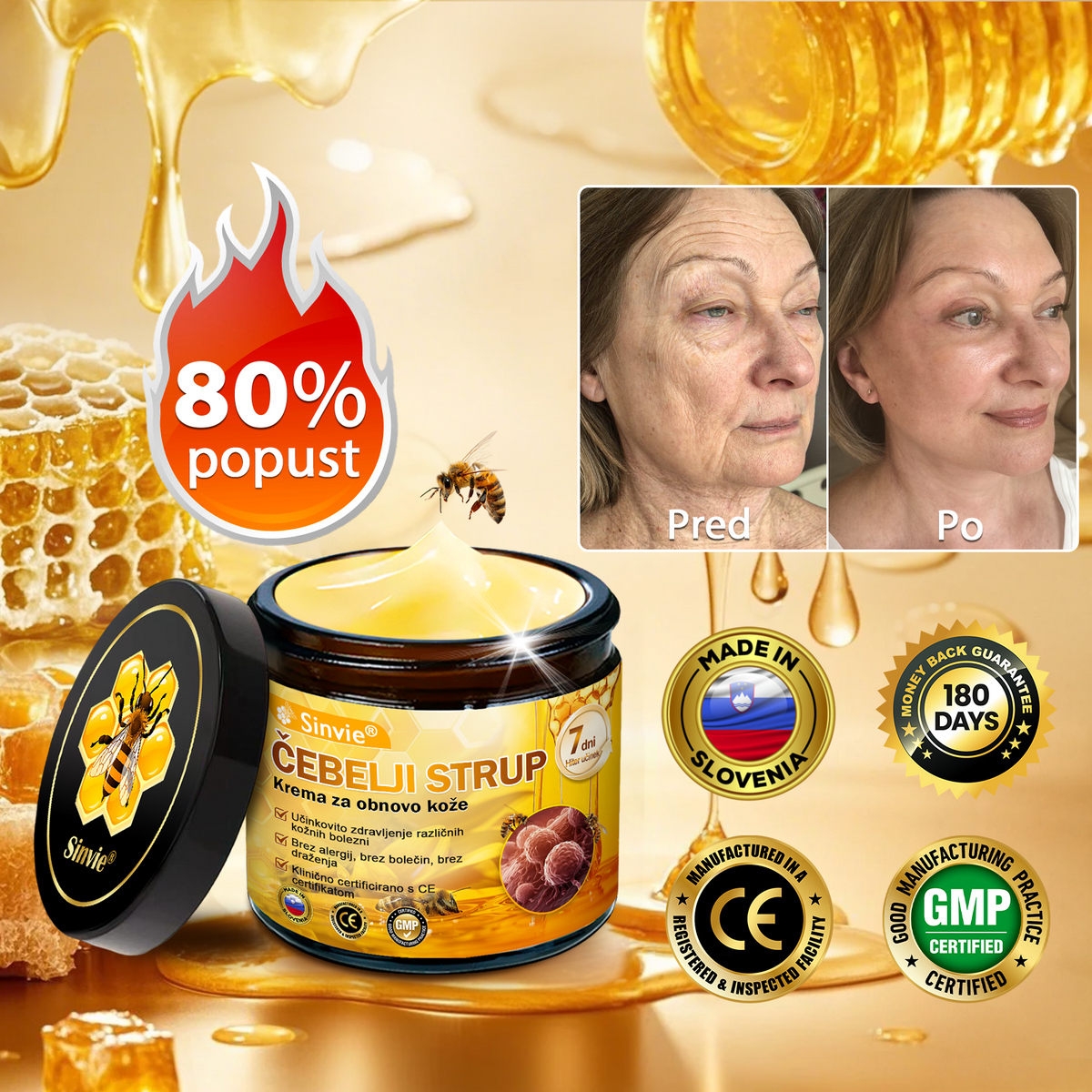 Sinvie® Krema za obnovo kože z čebeljim strupom | 50 ml | Priporočeno češko dermatovenerološko društvo